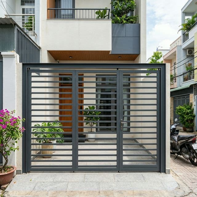 Cổng Sắt Hộp Nhà Phố Tối Giản